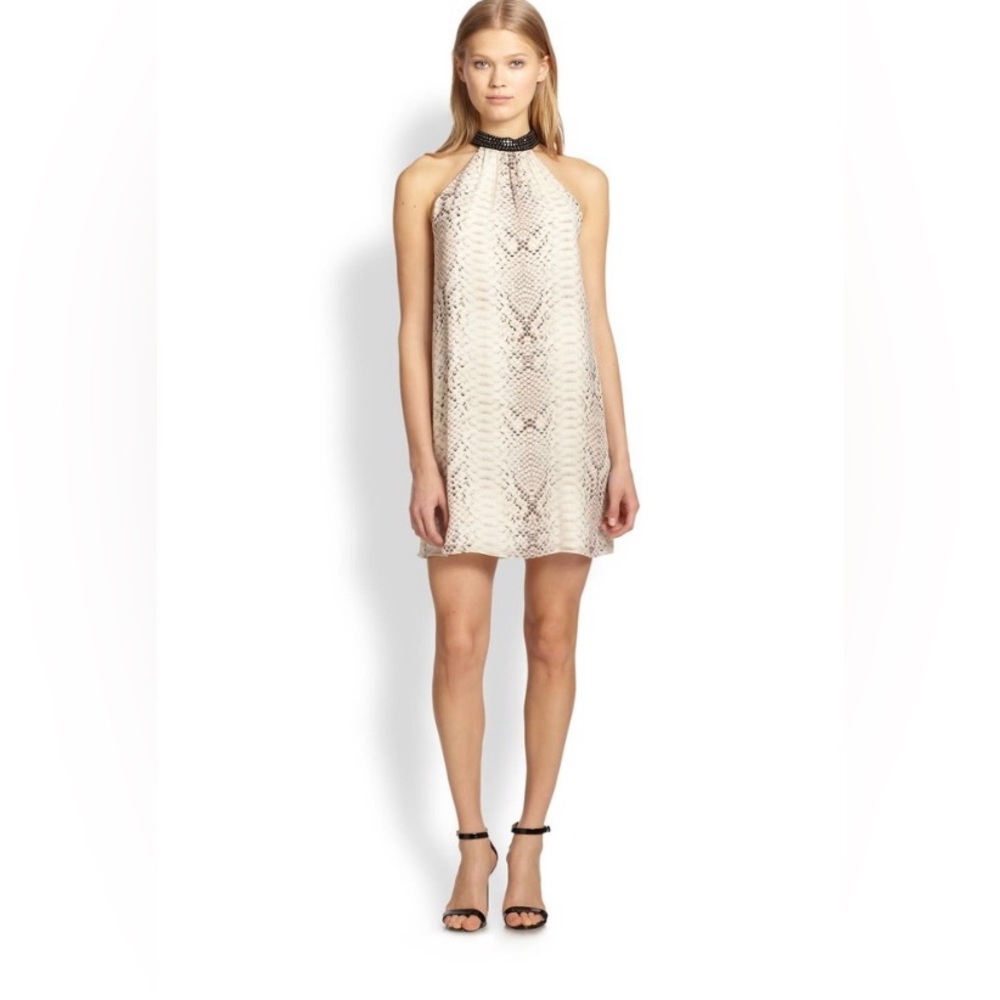 Haute Hippie Snake Print Halter Mini Dress
